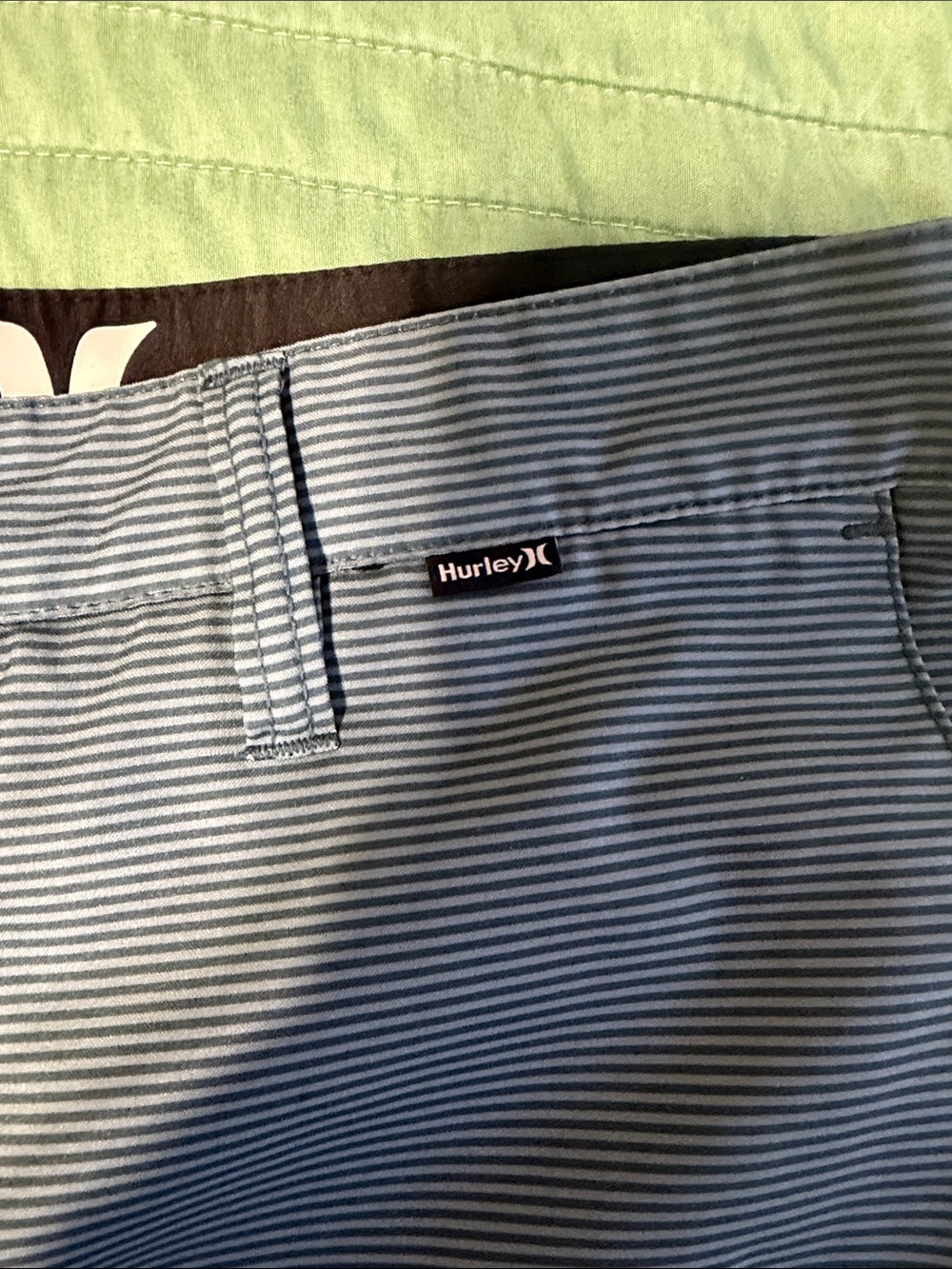 Hurley Light Blue Striped Flat-Front Shorts - Picture 3 of 5